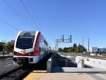 Caltrain # 137 heading away from the Santa Clara University station